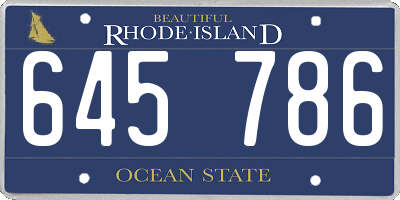 RI license plate 645786