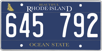 RI license plate 645792