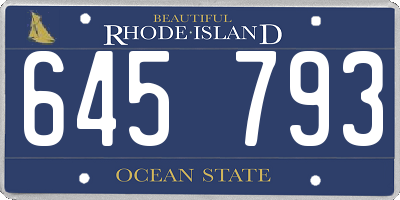 RI license plate 645793
