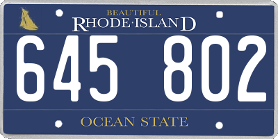 RI license plate 645802