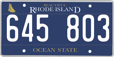 RI license plate 645803