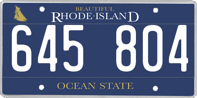 RI license plate 645804