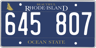 RI license plate 645807