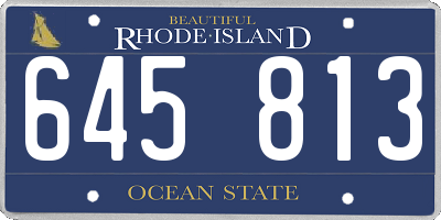 RI license plate 645813