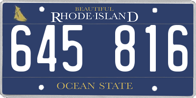 RI license plate 645816