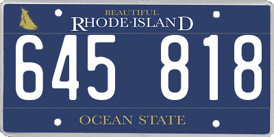 RI license plate 645818