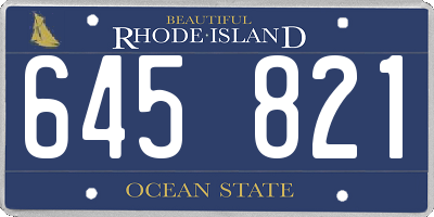 RI license plate 645821