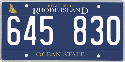 RI license plate 645830