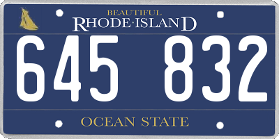 RI license plate 645832