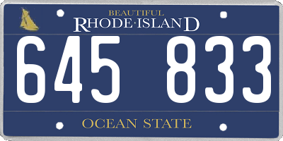 RI license plate 645833
