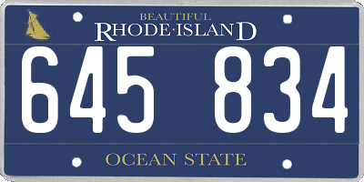 RI license plate 645834
