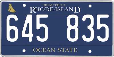 RI license plate 645835