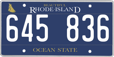 RI license plate 645836