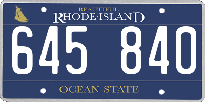 RI license plate 645840