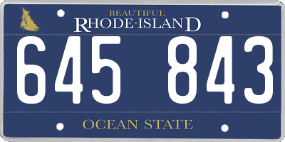 RI license plate 645843