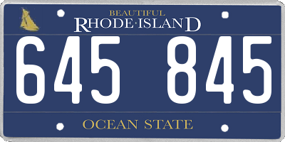RI license plate 645845
