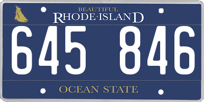 RI license plate 645846