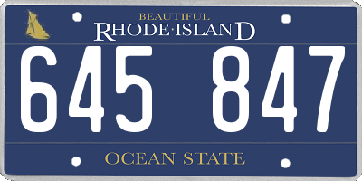 RI license plate 645847