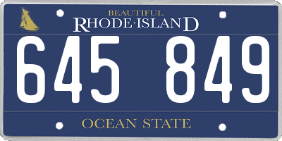 RI license plate 645849