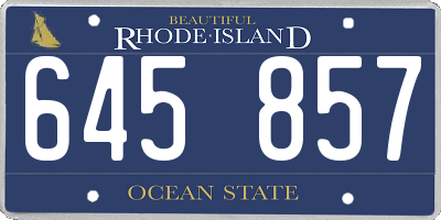 RI license plate 645857