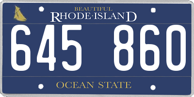 RI license plate 645860