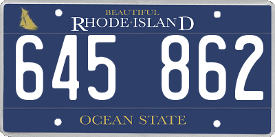 RI license plate 645862