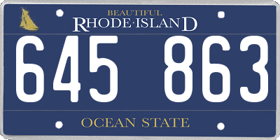RI license plate 645863