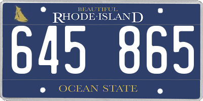 RI license plate 645865