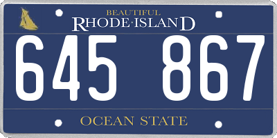 RI license plate 645867