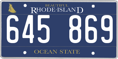 RI license plate 645869