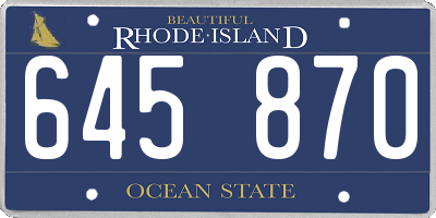 RI license plate 645870