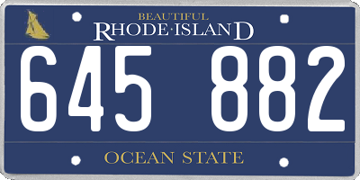 RI license plate 645882