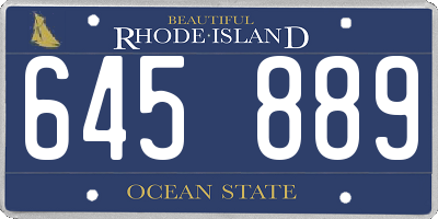 RI license plate 645889