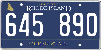 RI license plate 645890