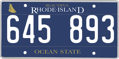 RI license plate 645893