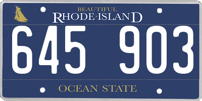RI license plate 645903