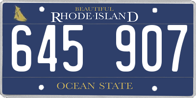 RI license plate 645907