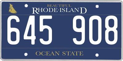 RI license plate 645908