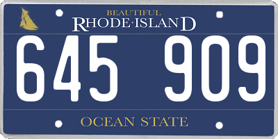 RI license plate 645909