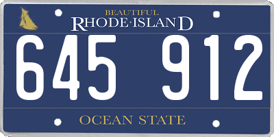RI license plate 645912
