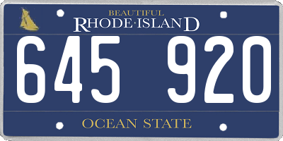 RI license plate 645920