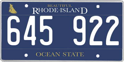 RI license plate 645922