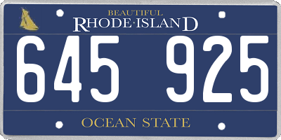 RI license plate 645925