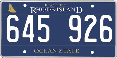 RI license plate 645926