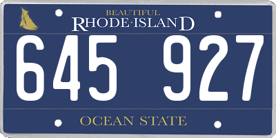 RI license plate 645927
