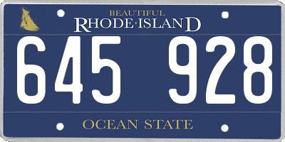 RI license plate 645928