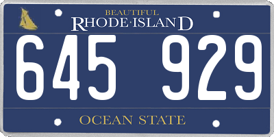 RI license plate 645929