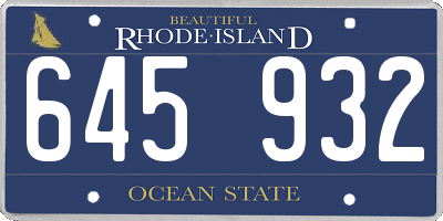 RI license plate 645932