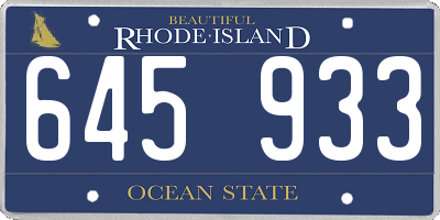 RI license plate 645933