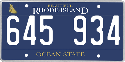 RI license plate 645934